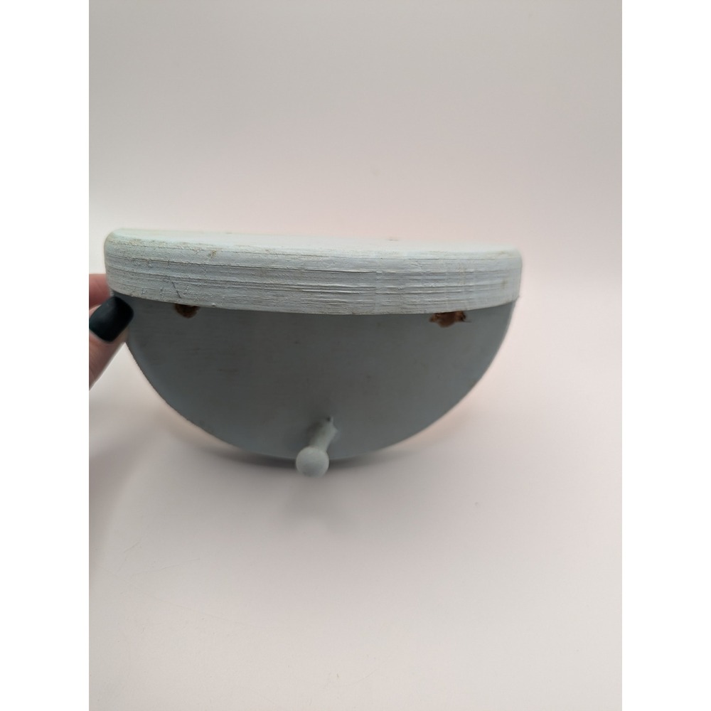Wall Mounted Shelf Rustic‎ Wood Half Moon Display Hook Decor Light Blue 6.5x4x3